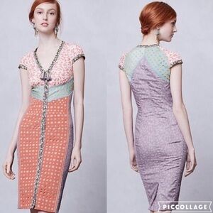 Anthropologie Byron Lars Beguile Springtime Mix Lasercut Sheath Dress, Size 4P